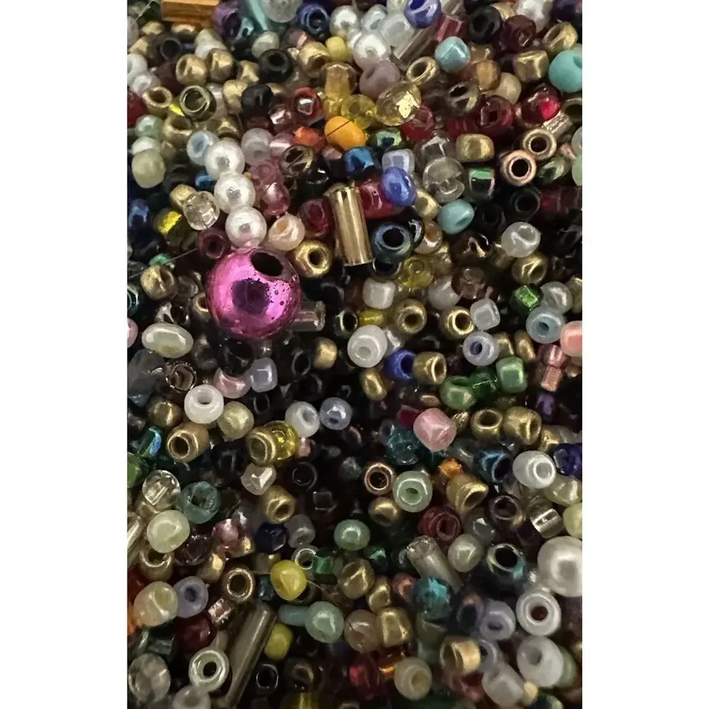 1LB Lot of Loose Mixed Multicolor Glass Seed Beads & Bugle Beads New